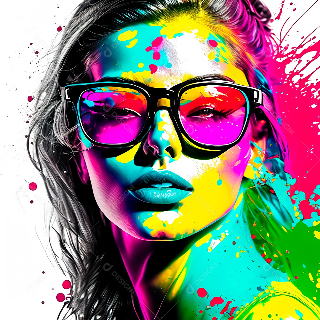 Colorido sem fundo a mulher esboço tinta