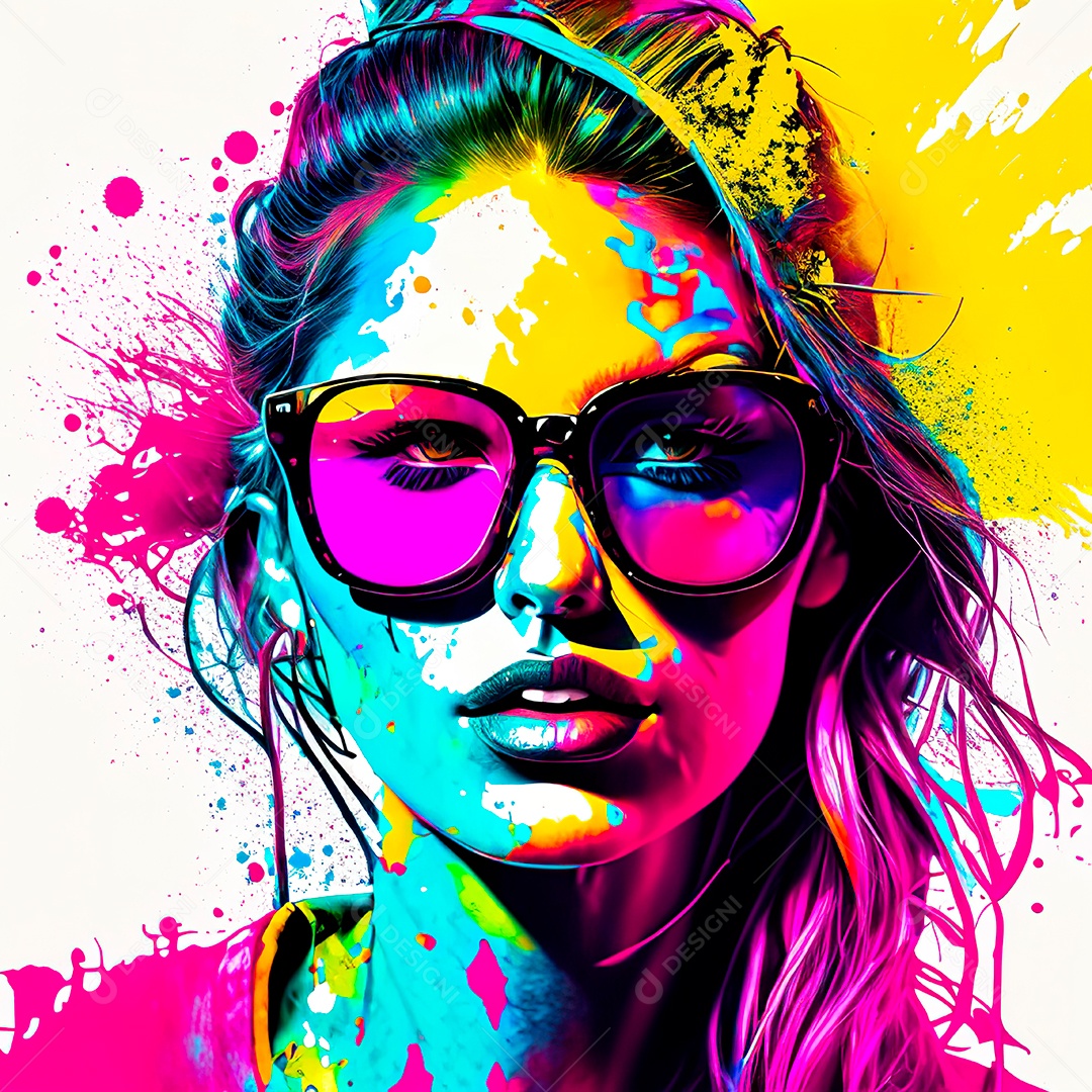 Colorido sem fundo a mulher esboço tinta