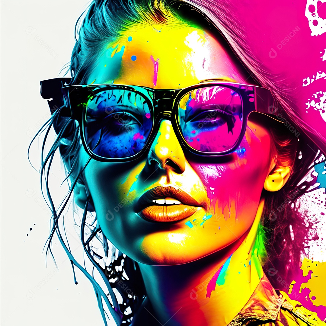 Colorido sem fundo a mulher esboço tinta