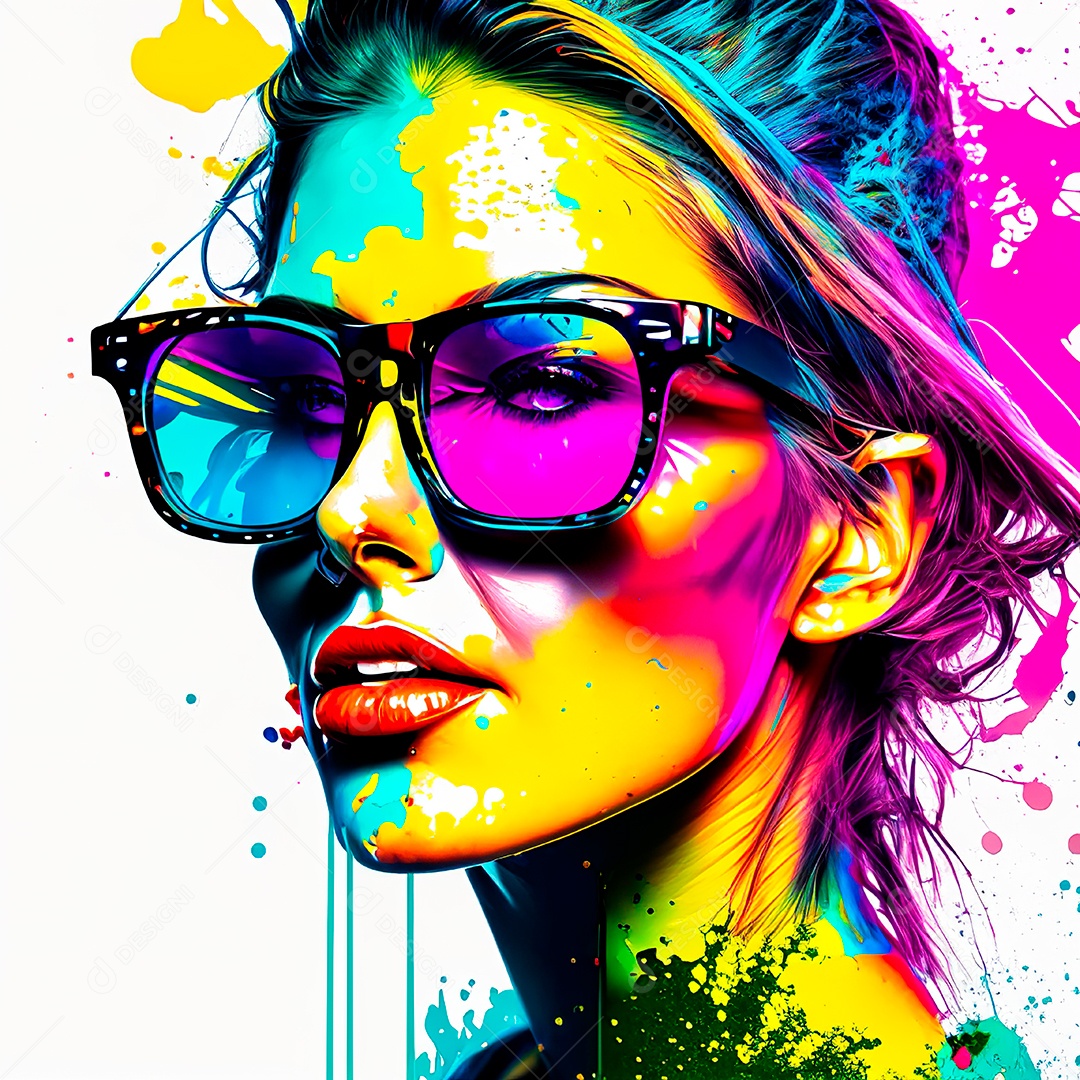 Colorido sem fundo a mulher esboço tinta