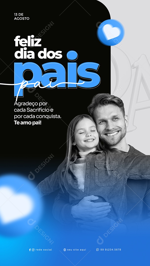Feliz Dia Dos Pais Te Amo Pai Social Media PSD Editável