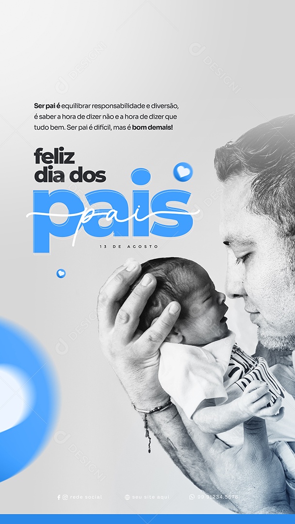 Social Media Feliz Dia Dos Pais 13 De Agosto PSD Editável