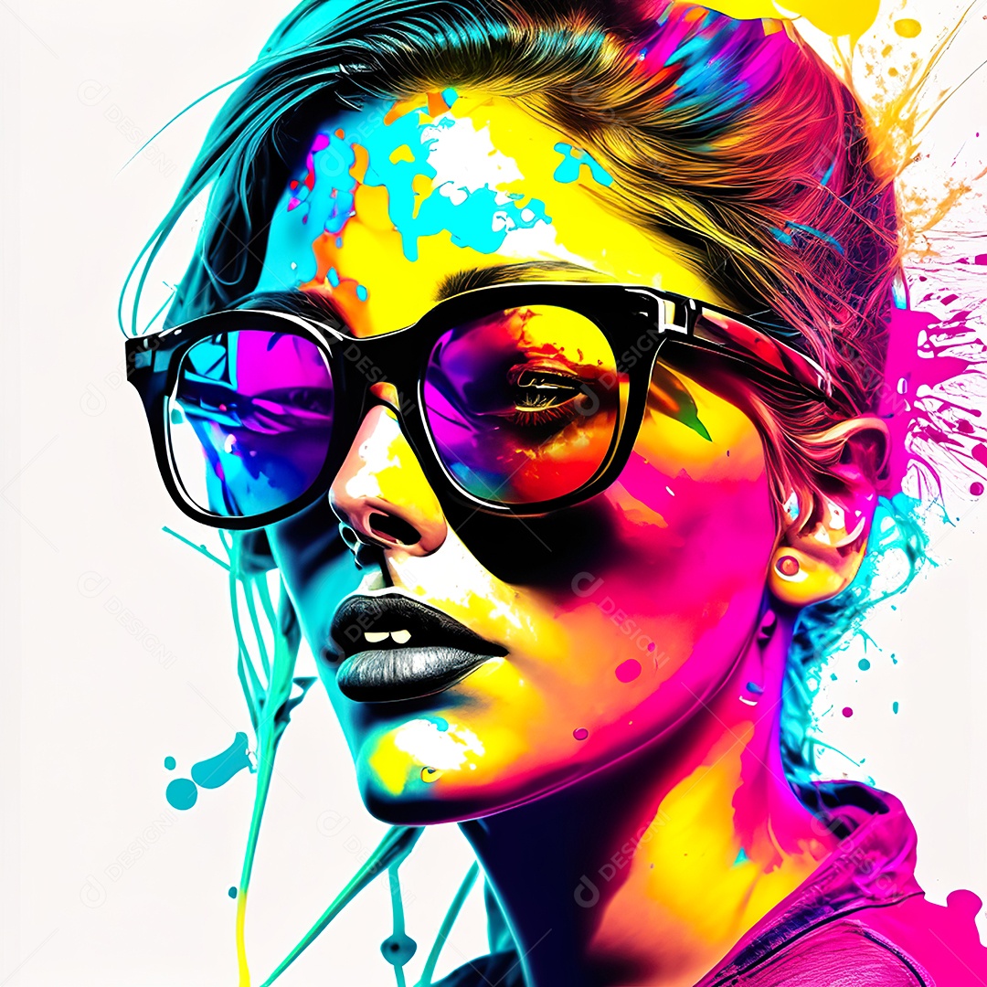 Colorido sem fundo a mulher esboço tinta