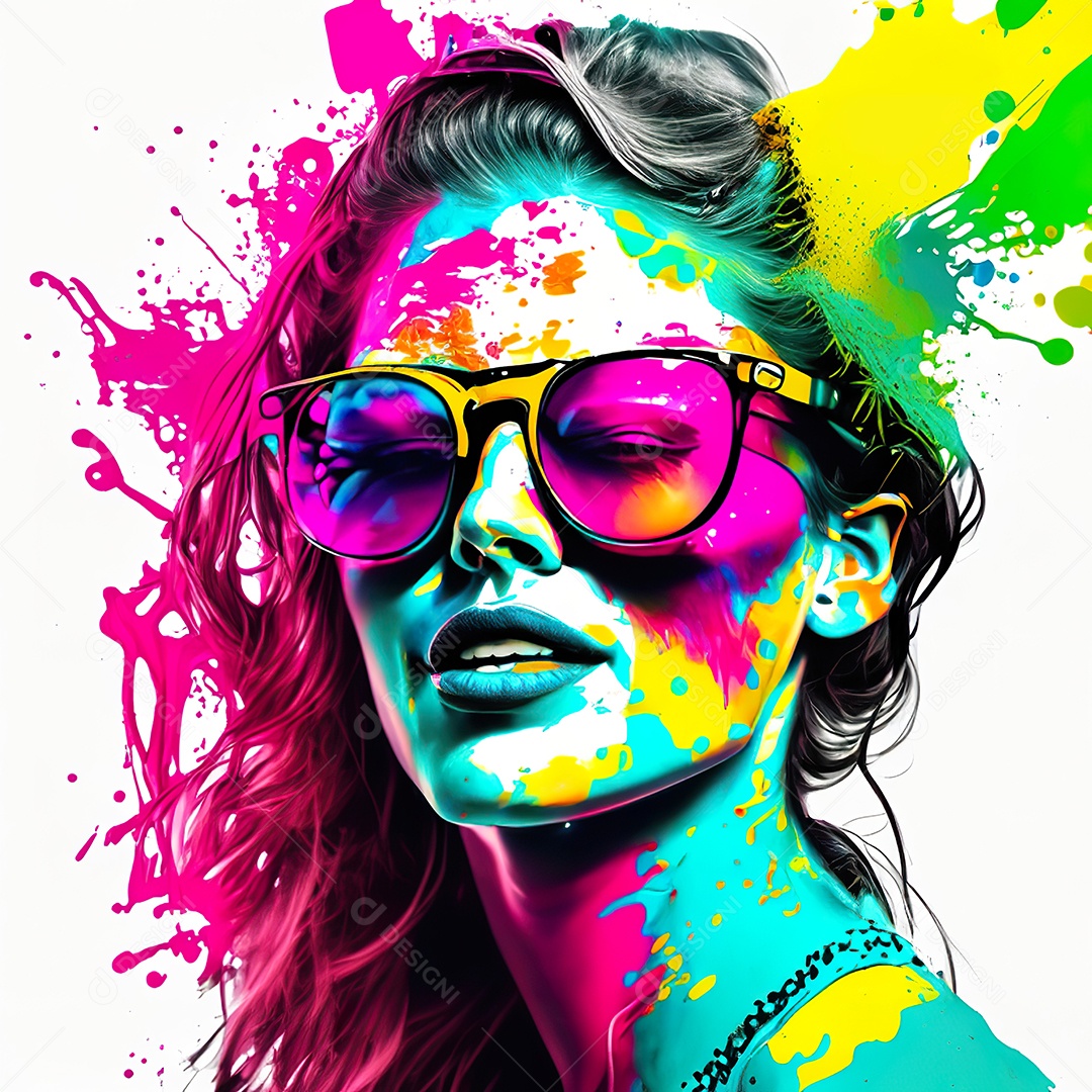 Colorido sem fundo a mulher esboço tinta