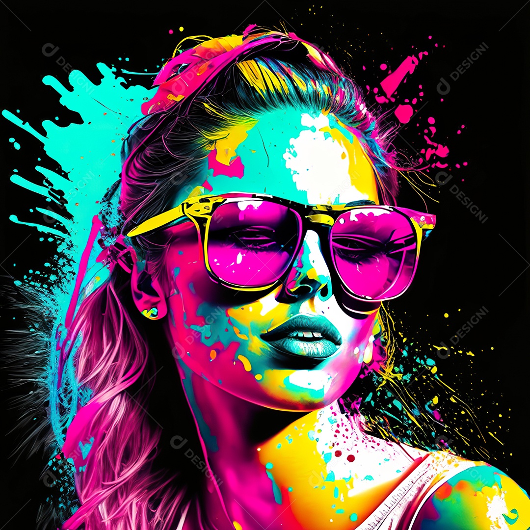 Colorido sem fundo a mulher esboço tinta