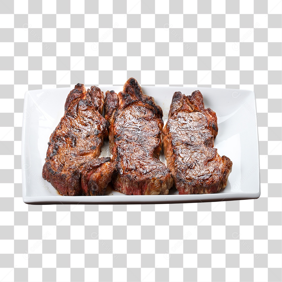 Carne Assada em Prato PNG Transparente