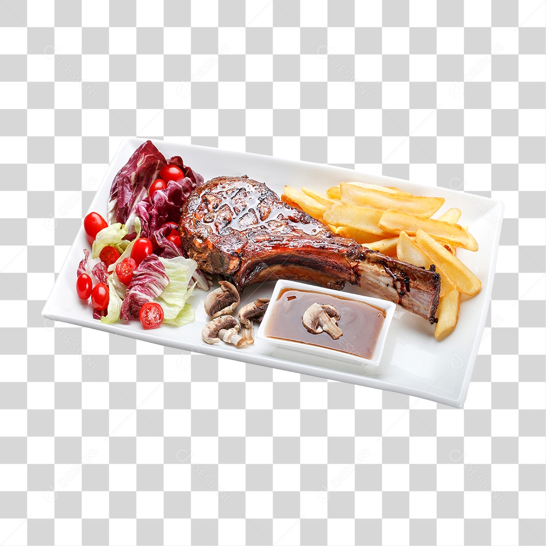 Prato com Carne e Saladas PNG Transparente