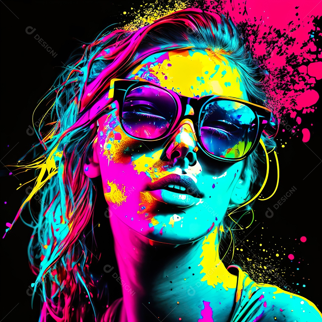 Colorido sem fundo a mulher esboço tinta