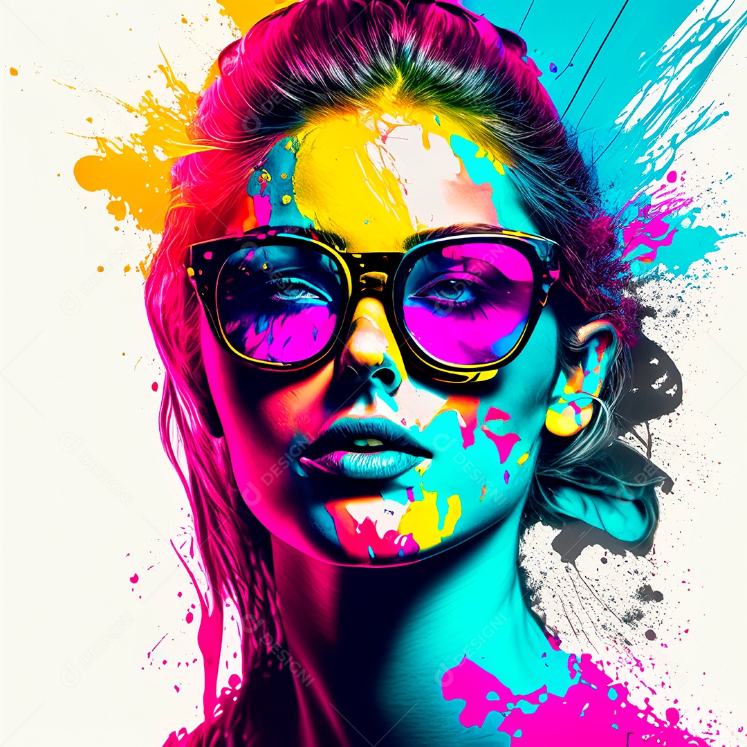 Colorido sem fundo a mulher esboço tinta