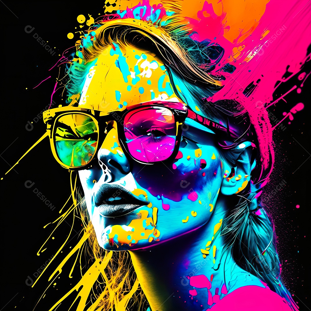 Colorido sem fundo a mulher esboço tinta