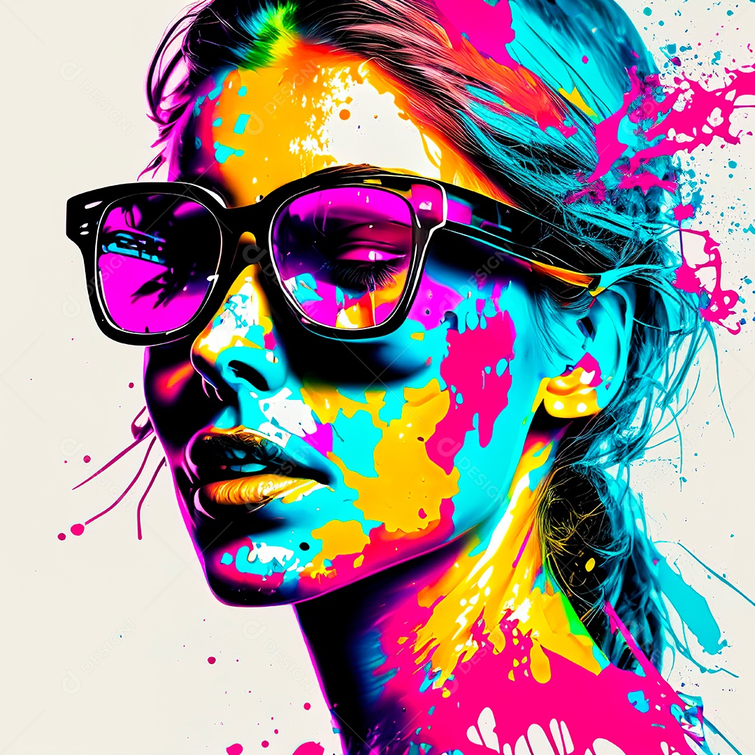 Colorido sem fundo a mulher esborço tinta