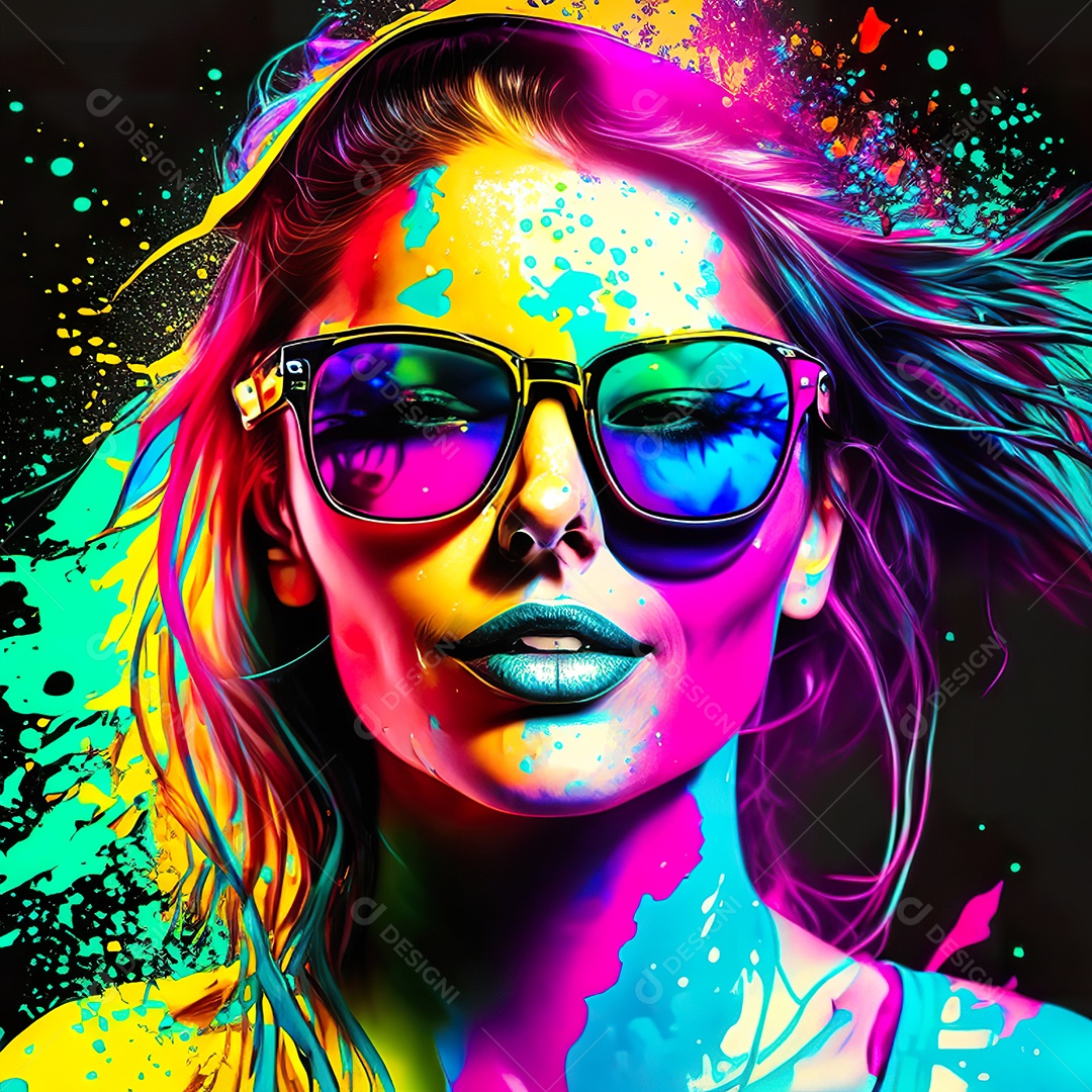 Colorido sem fundo a mulher esboço tinta