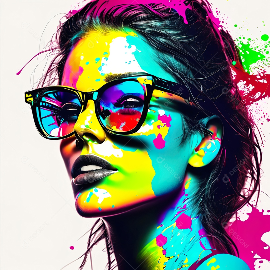 Colorido sem fundo a mulher esborço tinta