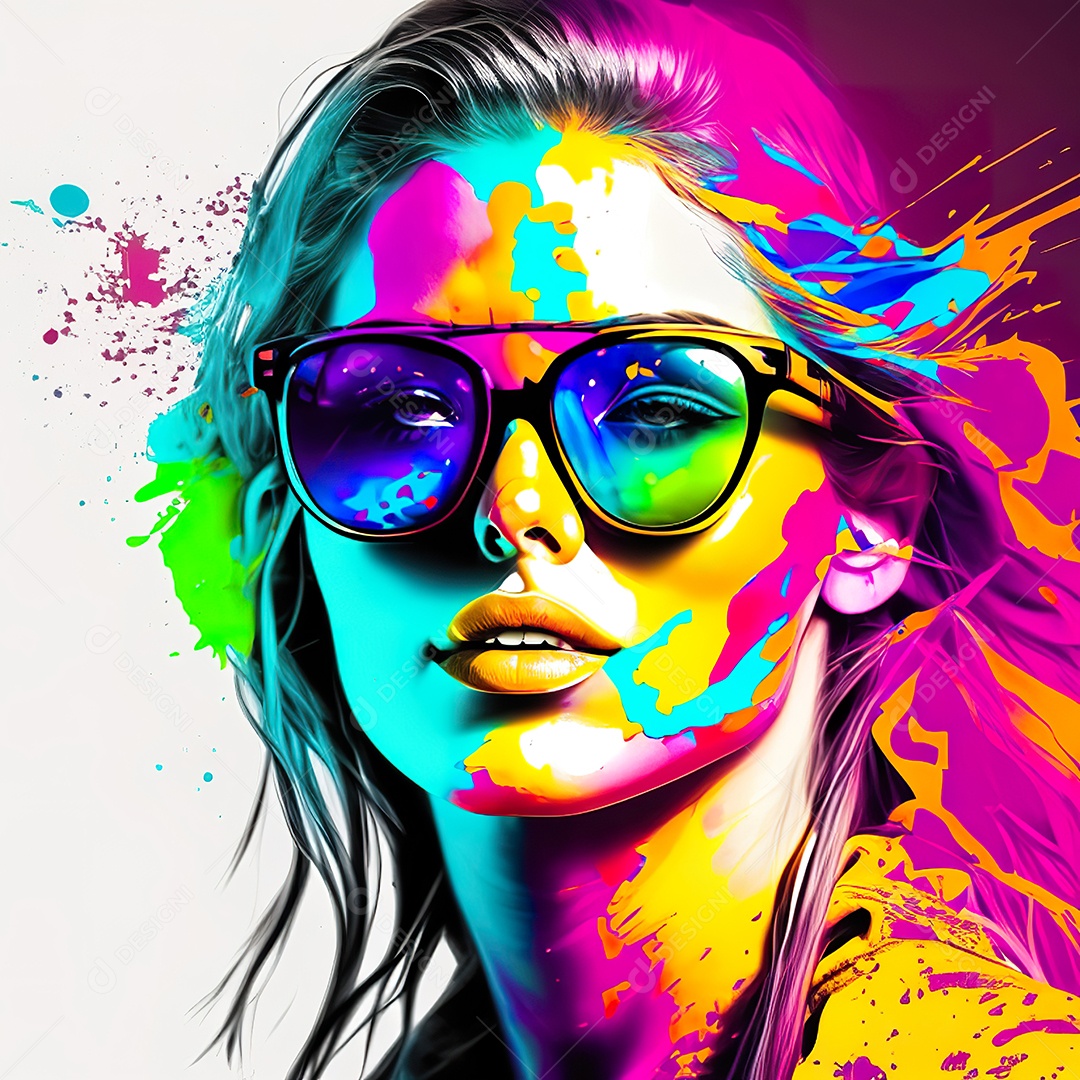 Colorido sem fundo a mulher esborço tinta