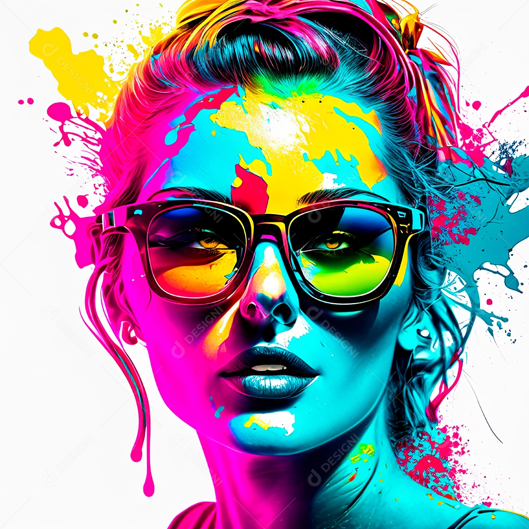 Colorido sem fundo a mulher esborço tinta