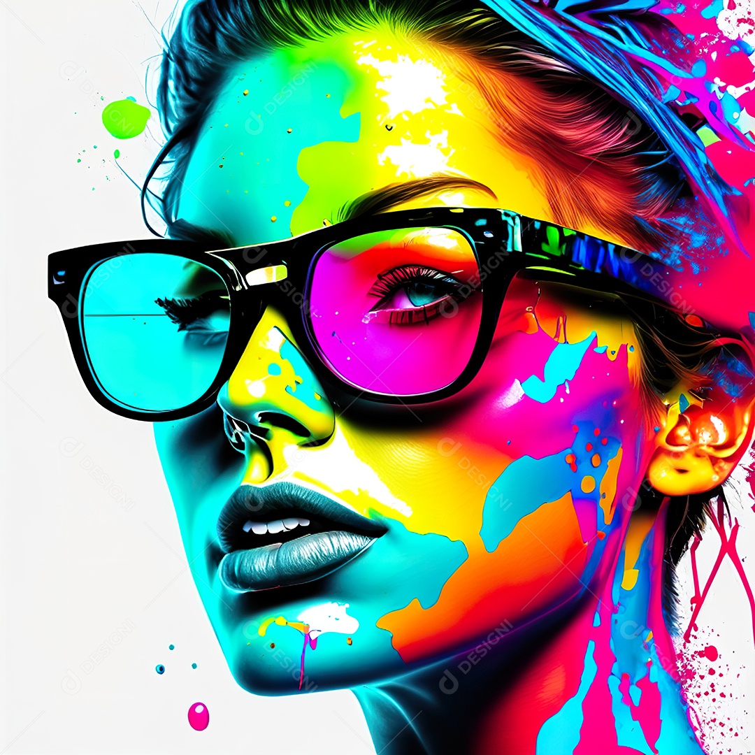 Colorido sem fundo a mulher esborço tinta