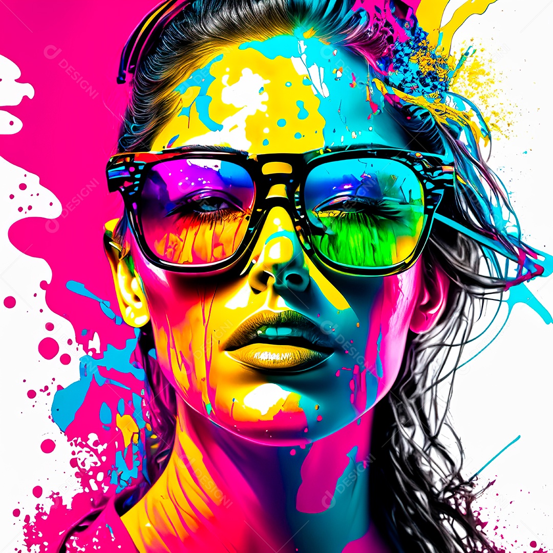 Colorido sem fundo a mulher esborço tinta