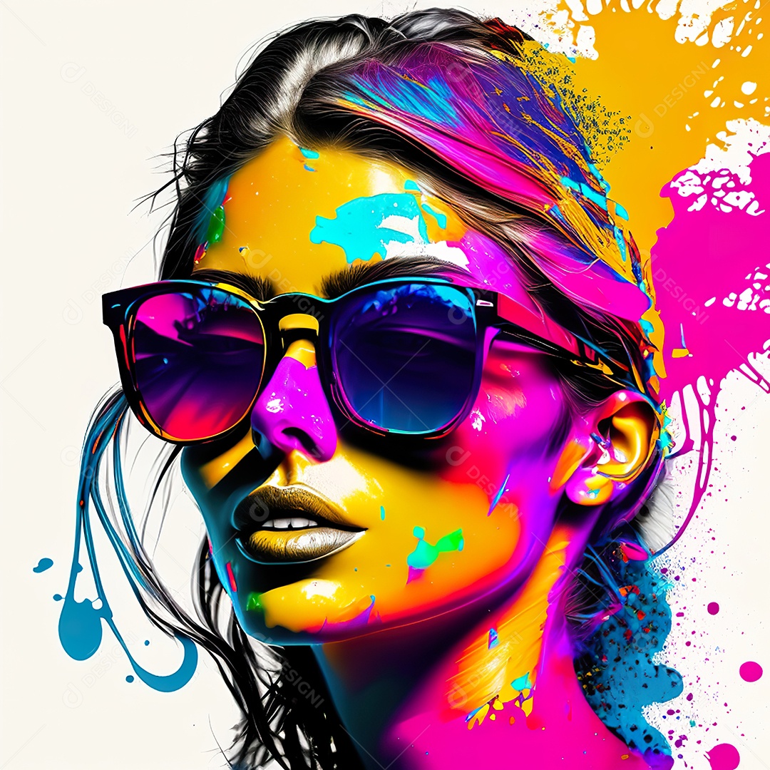 Colorido sem fundo a mulher esborço tinta