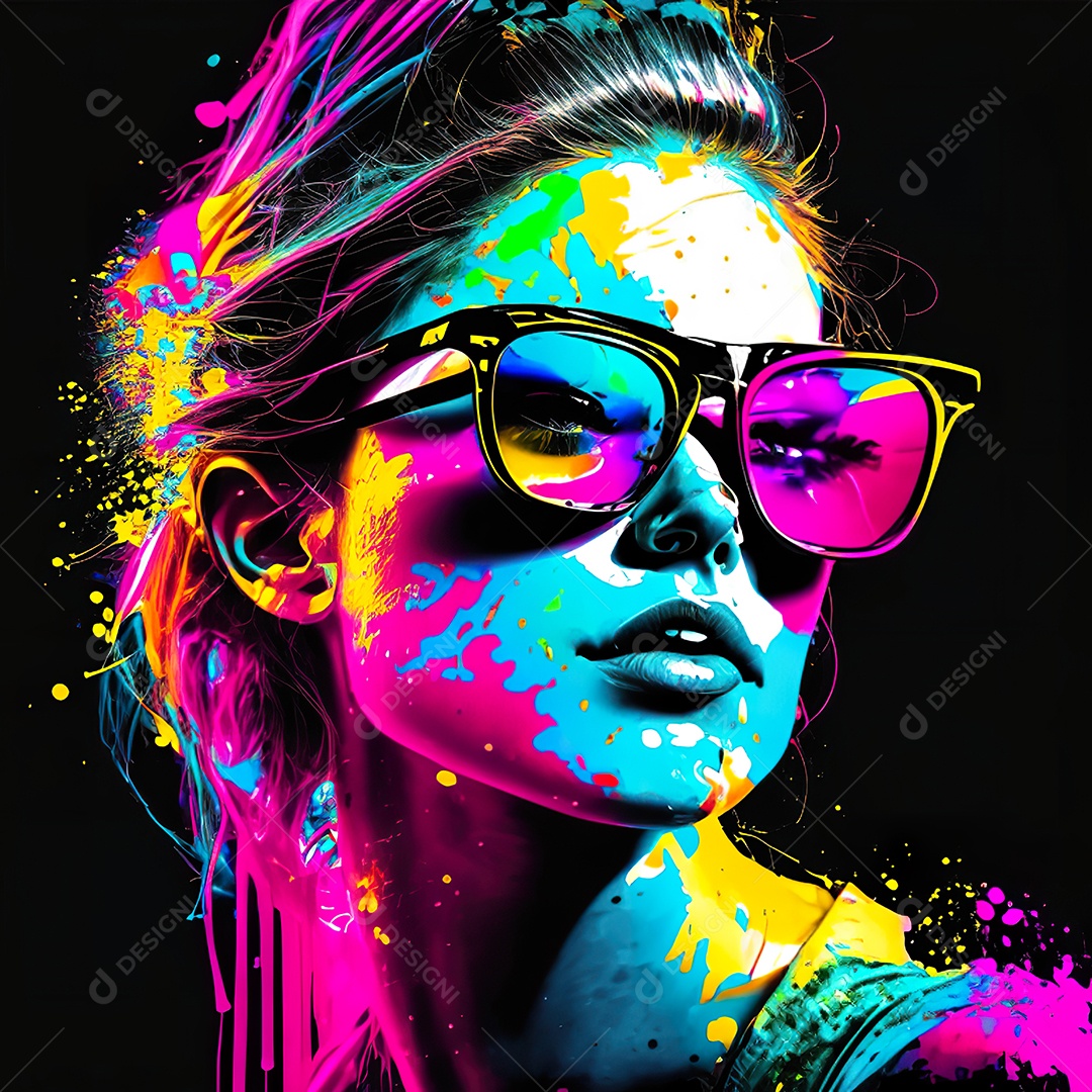 Colorido sem fundo a mulher esborço tinta