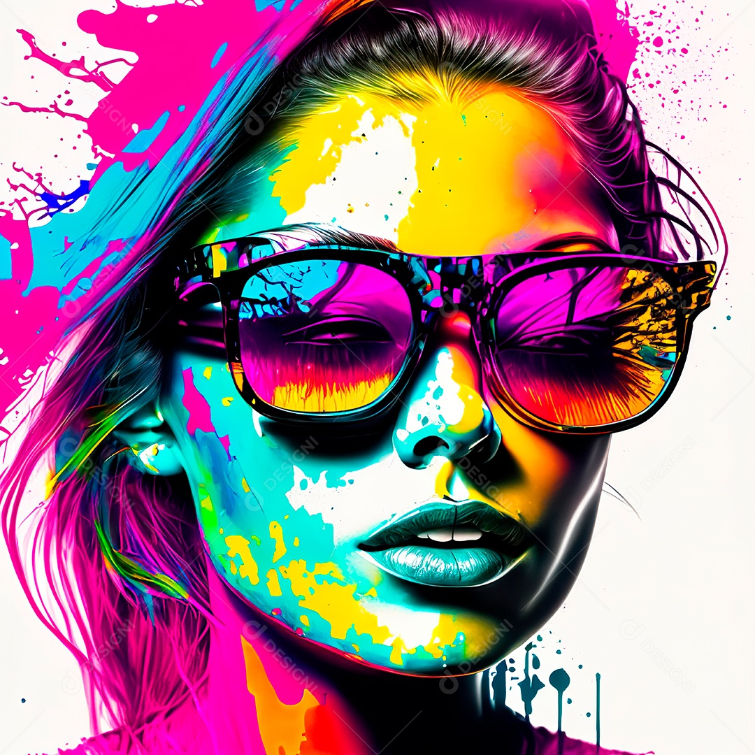 Colorido sem fundo a mulher esborço tinta