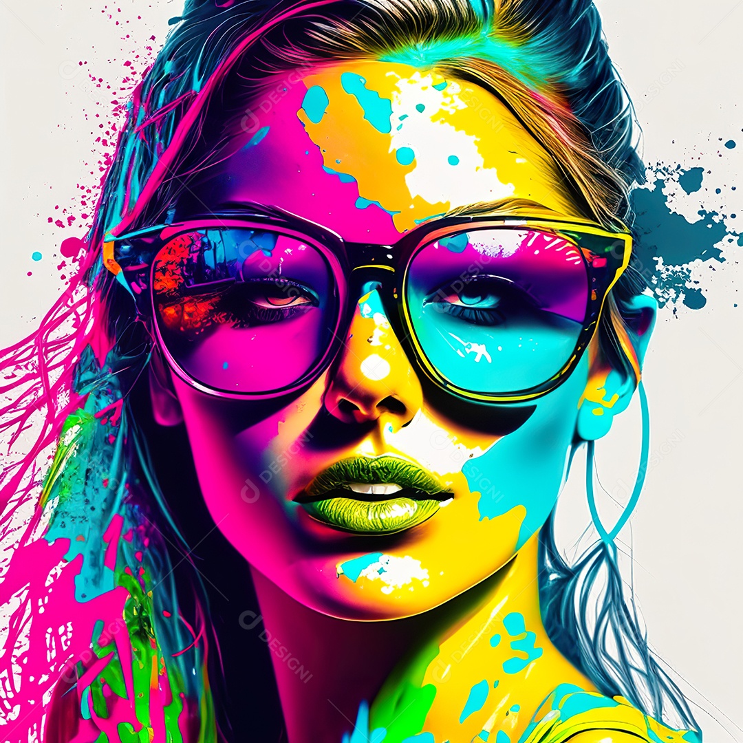 Colorido sem fundo a mulher esborço tinta