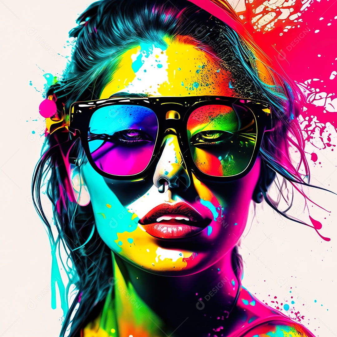 Colorido sem fundo a mulher esborço tinta