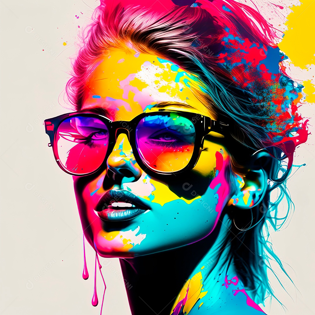 Colorido sem fundo a mulher esborço tinta