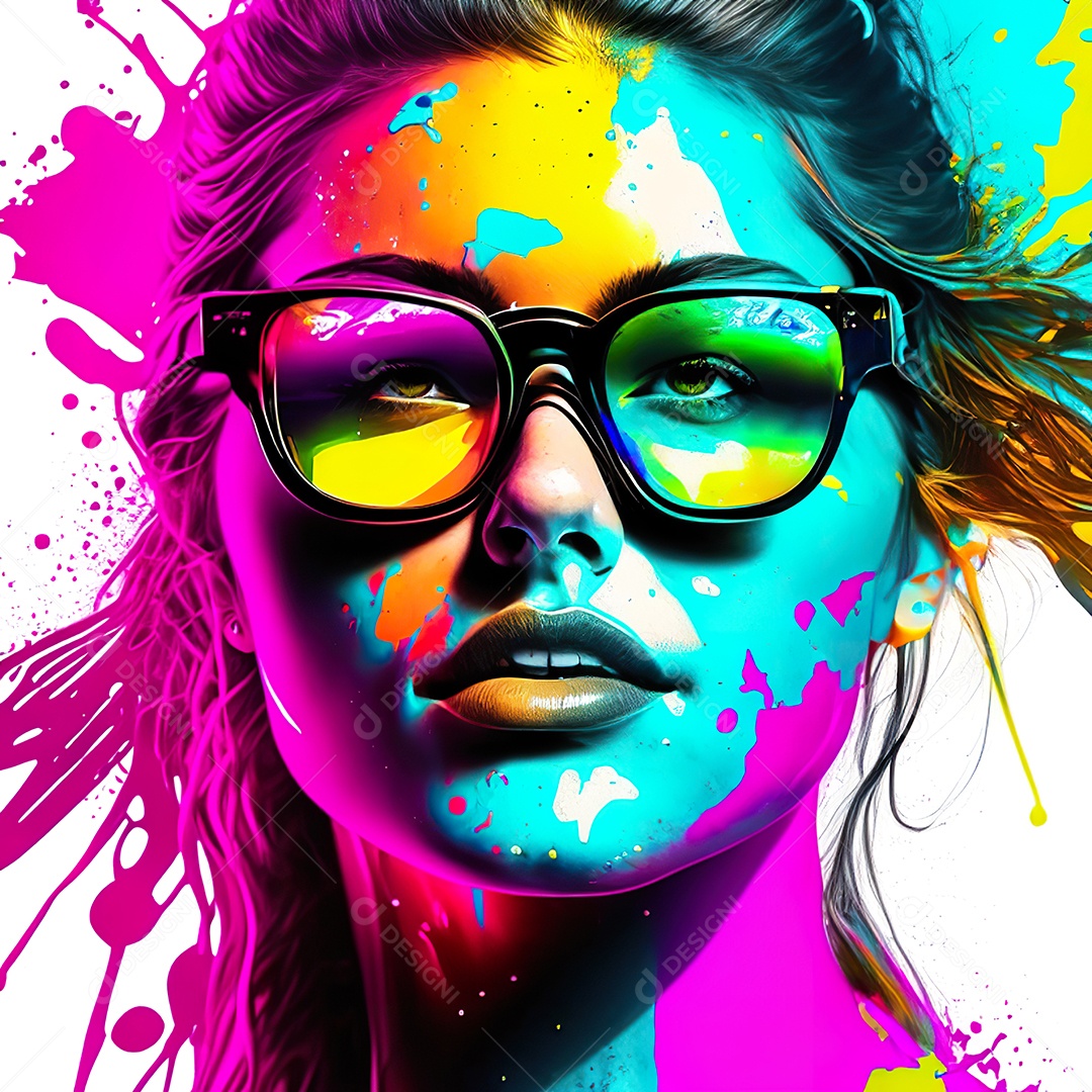 Colorido sem fundo a mulher esborço tinta