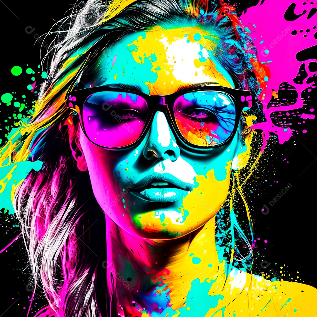 Colorido sem fundo a mulher esborço tinta