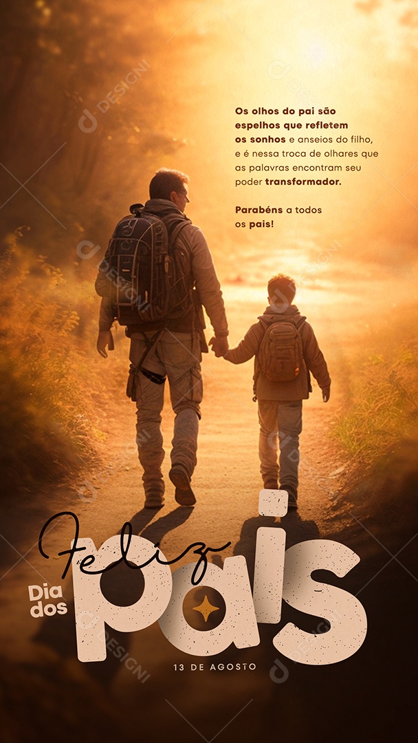 Social Media Story Feliz Dia Dos Pais 13 De Agosto Parabéns PSD Editável