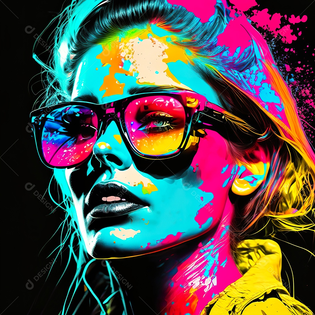 Colorido sem fundo a mulher esborço tinta