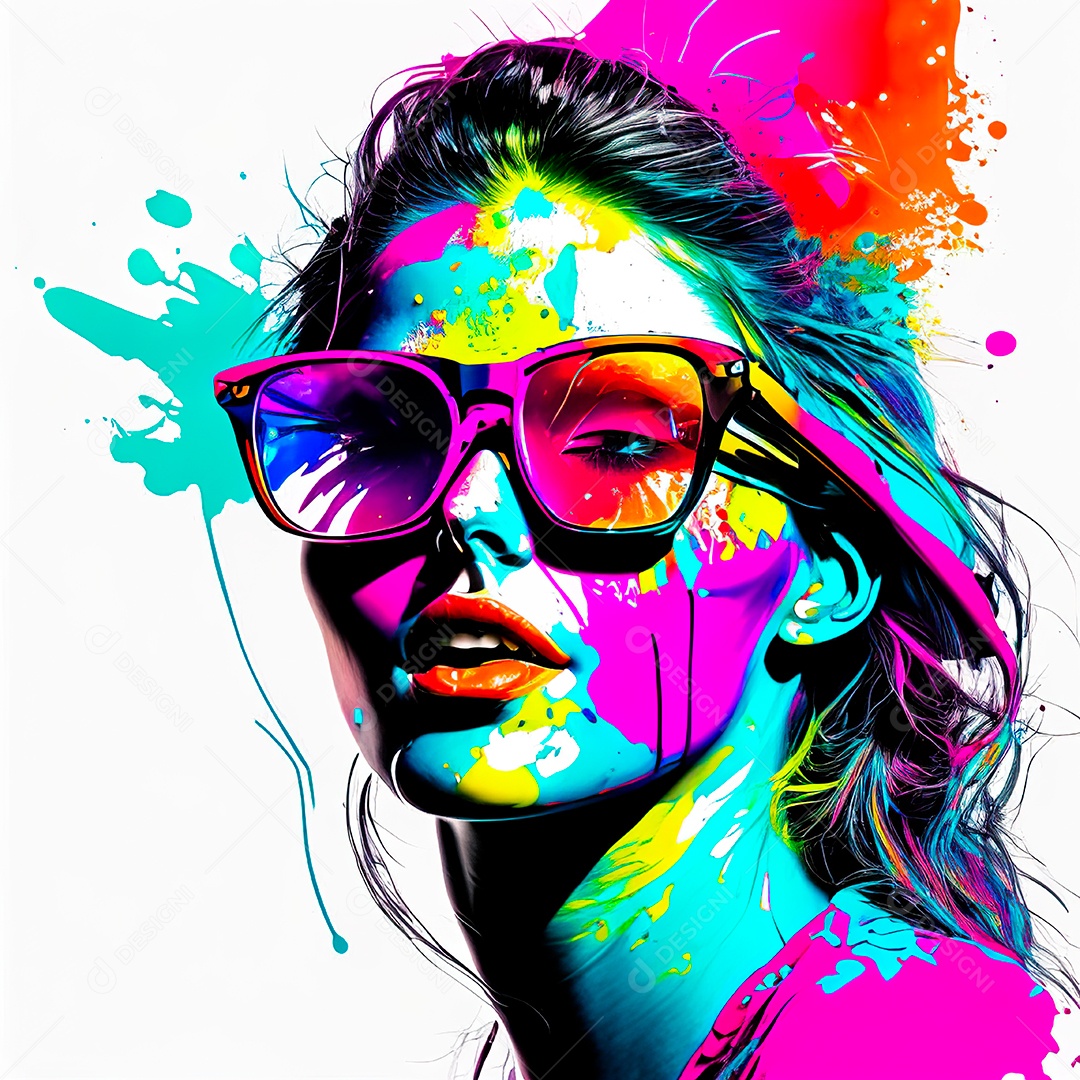 Colorido sem fundo a mulher esborço tinta