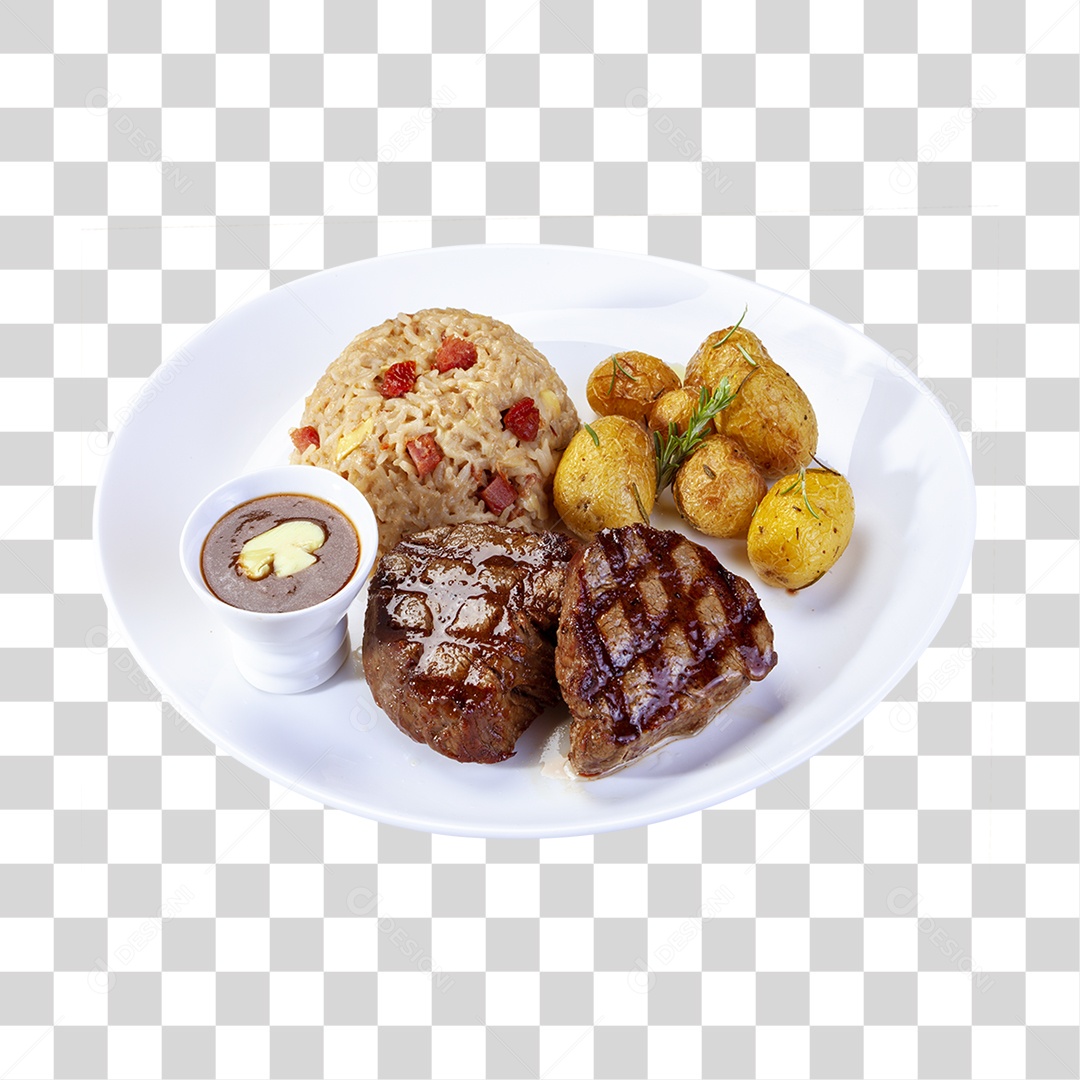 Prato de Comida Servido PNG Transparente