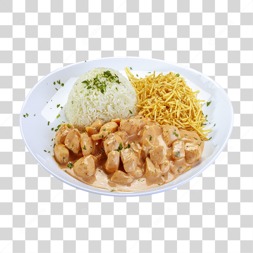 Estrogonofe de Frango em Prato Servido PNG Transparente