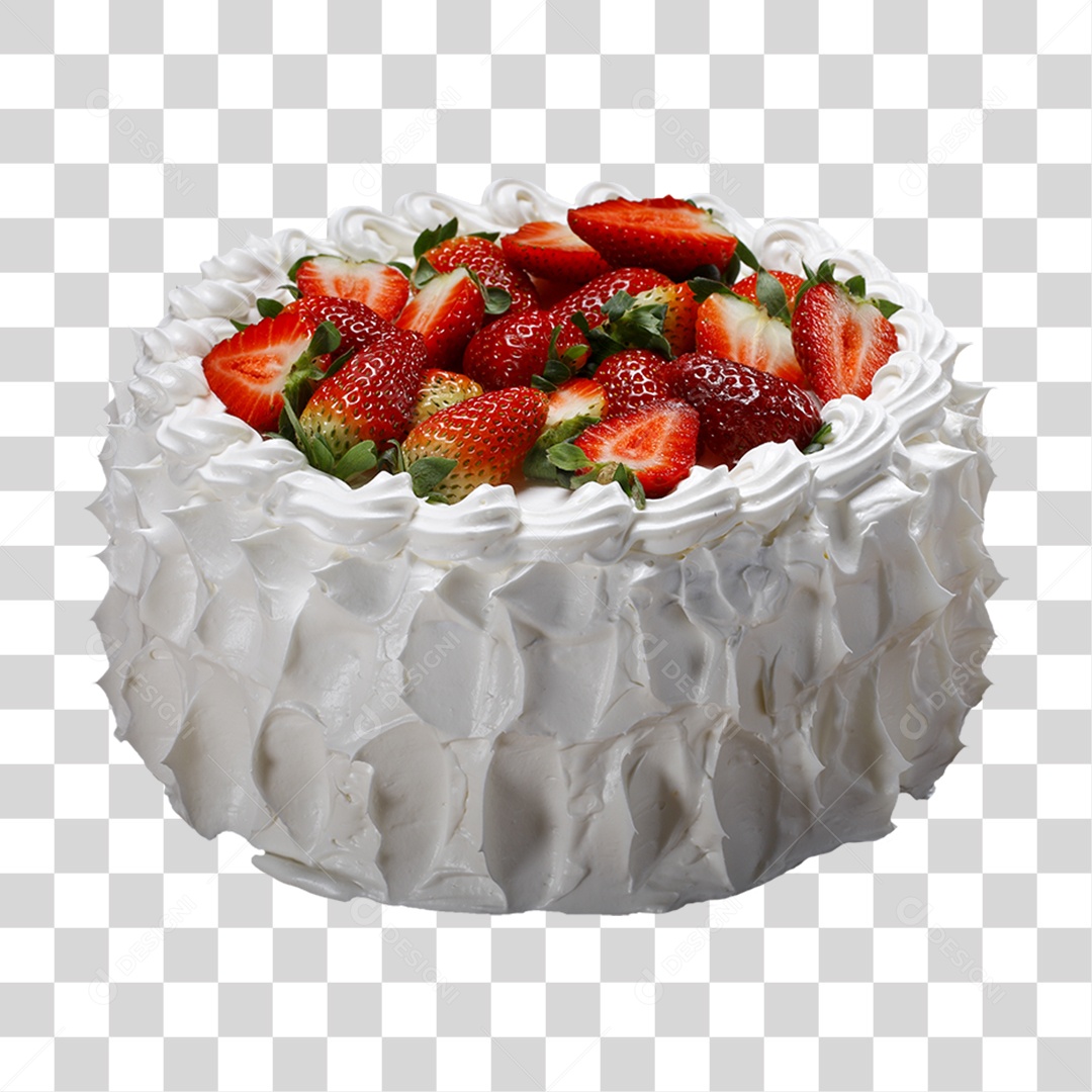 Bolo com Cobertura de Morangos PNG Transparente