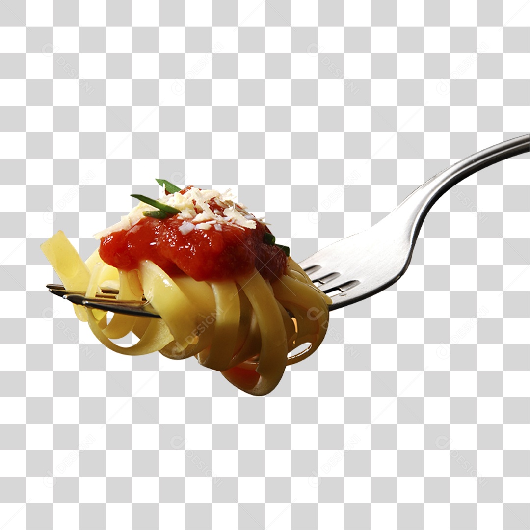 Garfo com Macarrão e Molho  PNG Transparente