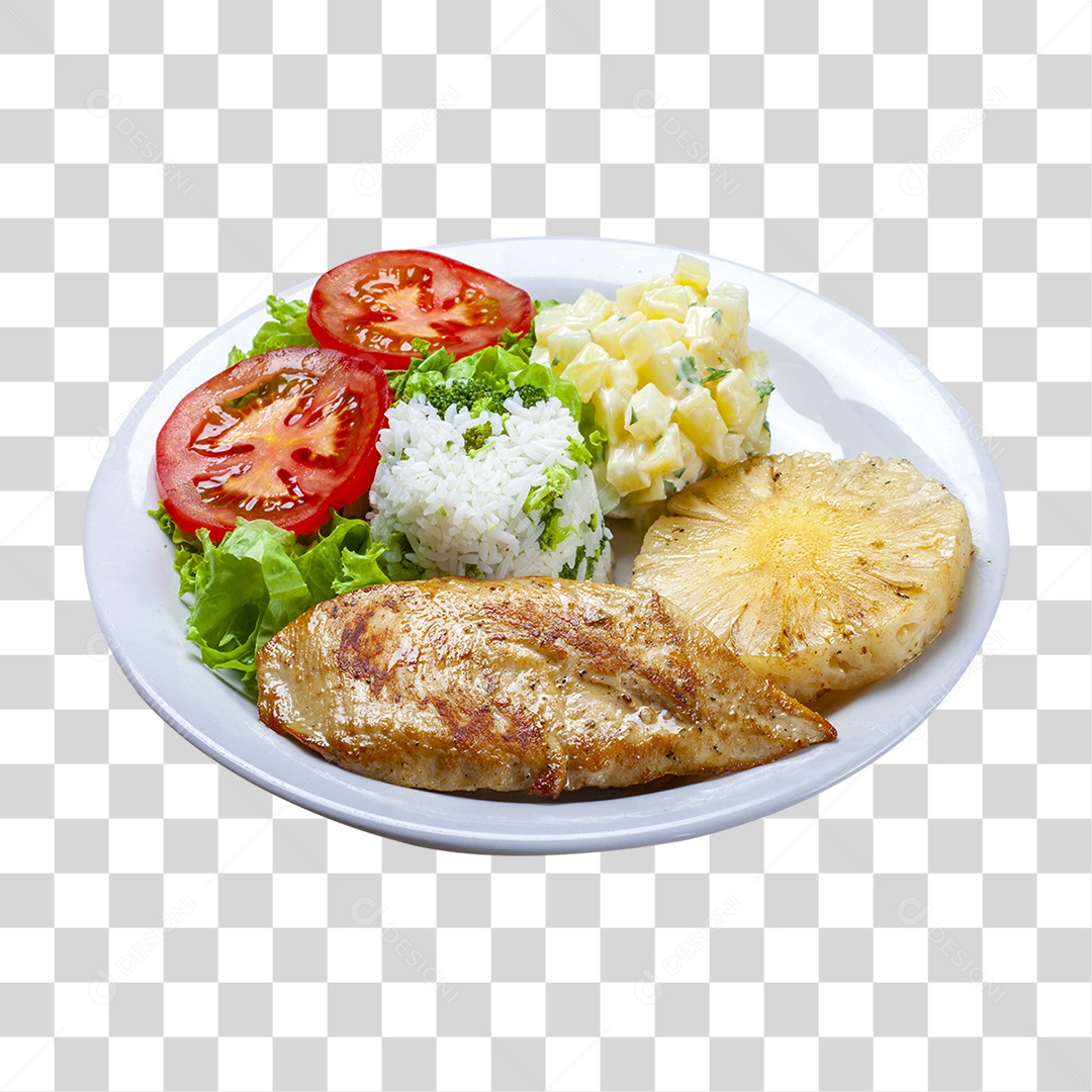 Prato de Comida Servido PNG Transparente