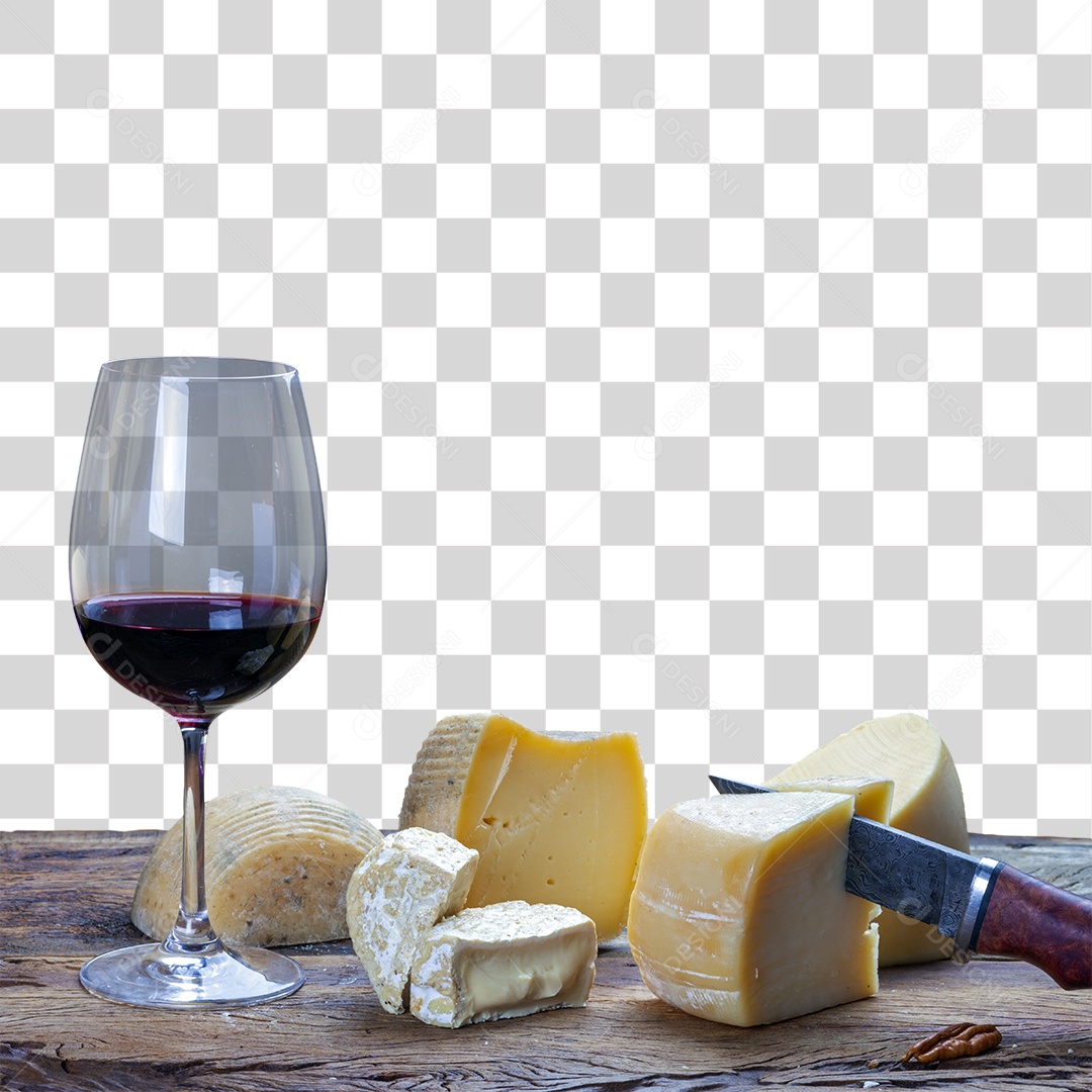 Taça de Vinho Tinto Queijo PNG Transparente