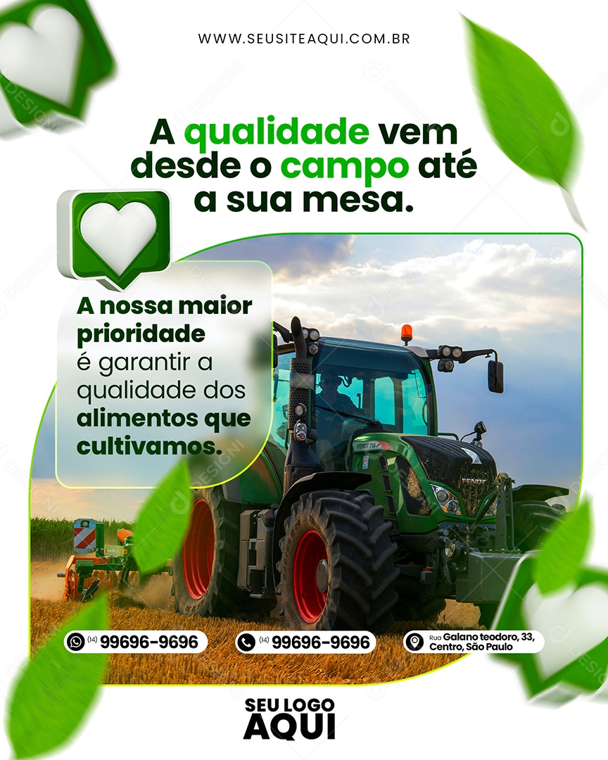 Qualidade Vem Desde o Campo Alimentos Social Media PSD Editável