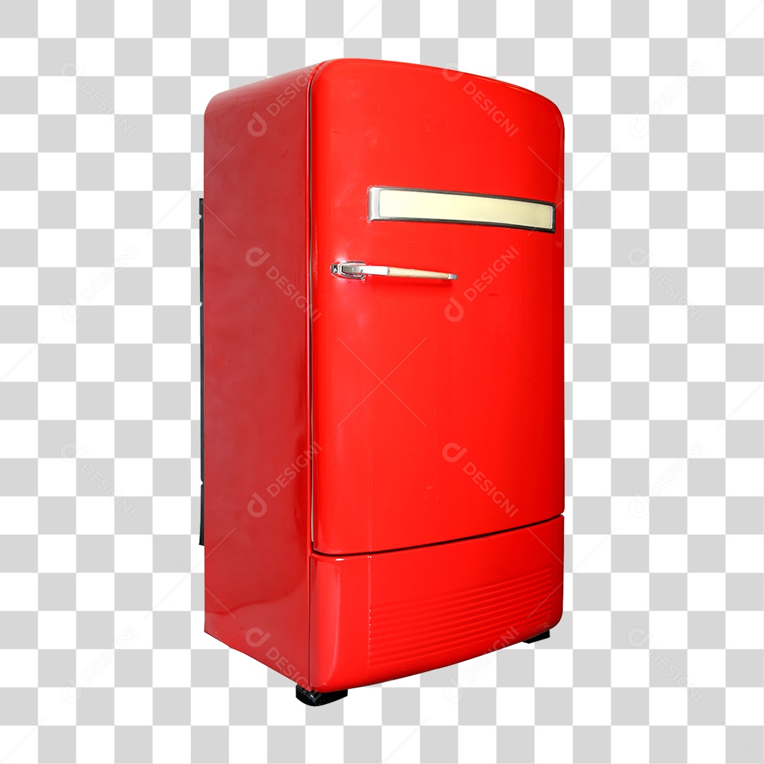 Geladeira Antiga Vermelha PNG Transparente