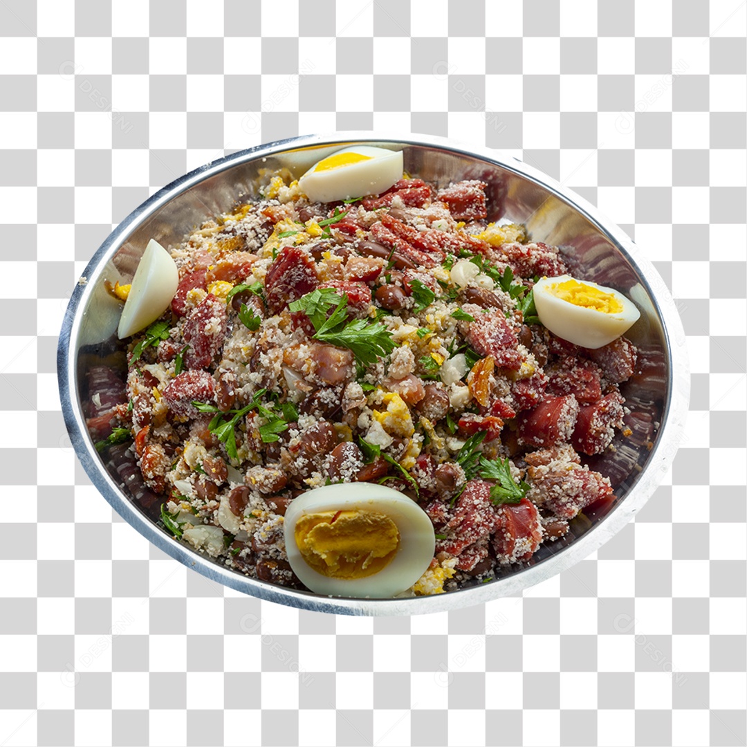 Feijão Tropeiro em Bacia de Alumínio PNG Transparente