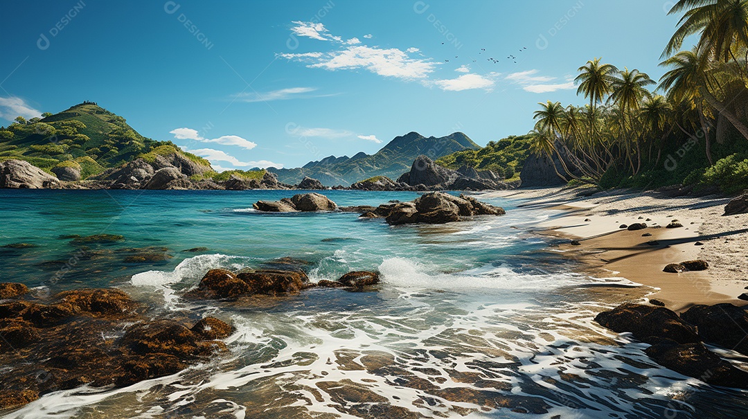Uma cena costeira no Parque Nacional Tayrona