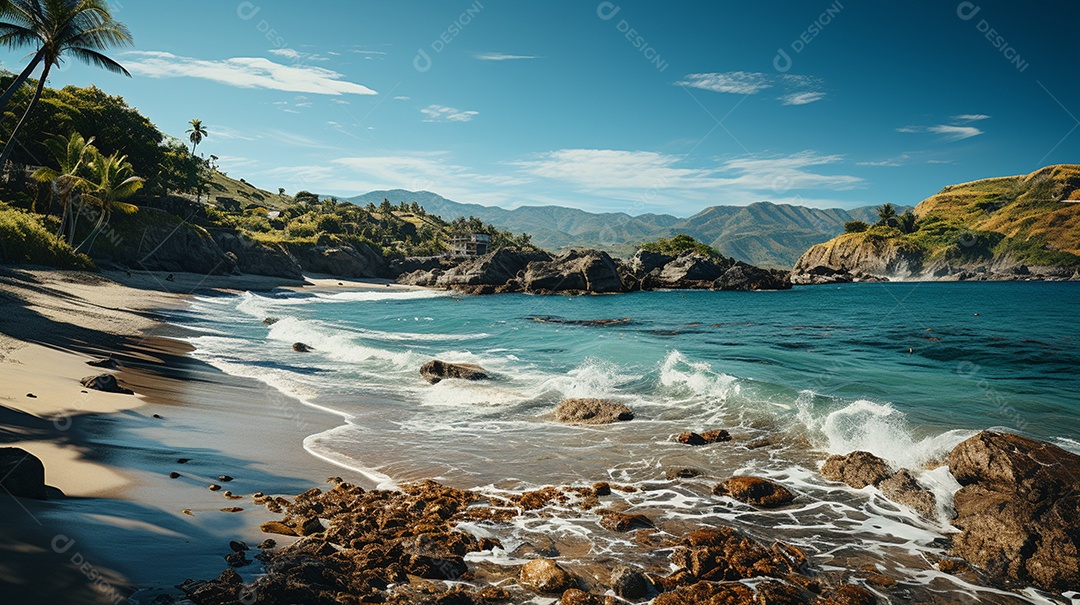 Uma cena costeira no Parque Nacional Tayrona