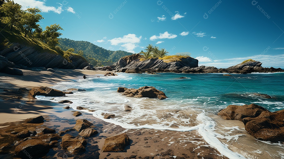 Uma cena costeira no Parque Nacional Tayrona