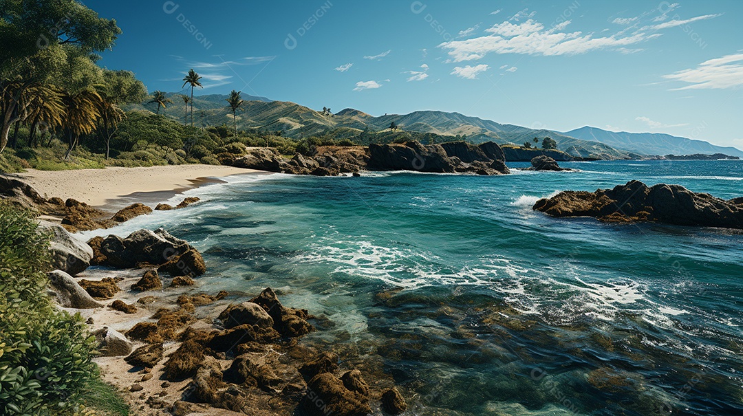 Uma cena costeira no Parque Nacional Tayrona