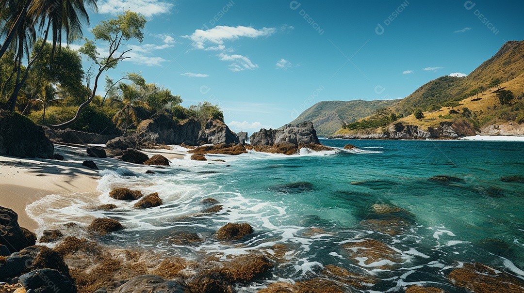 Uma cena costeira no Parque Nacional Tayrona
