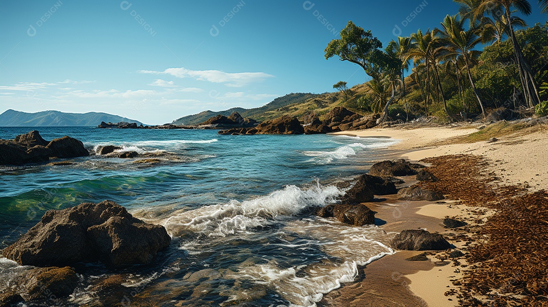Uma cena costeira no Parque Nacional Tayrona