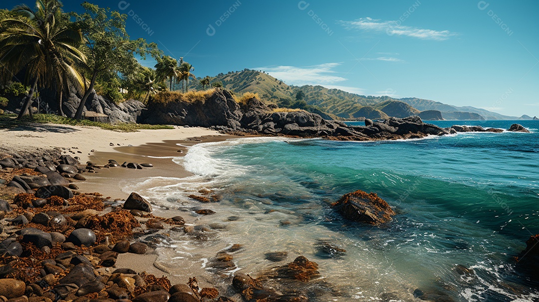 Uma cena costeira no Parque Nacional Tayrona