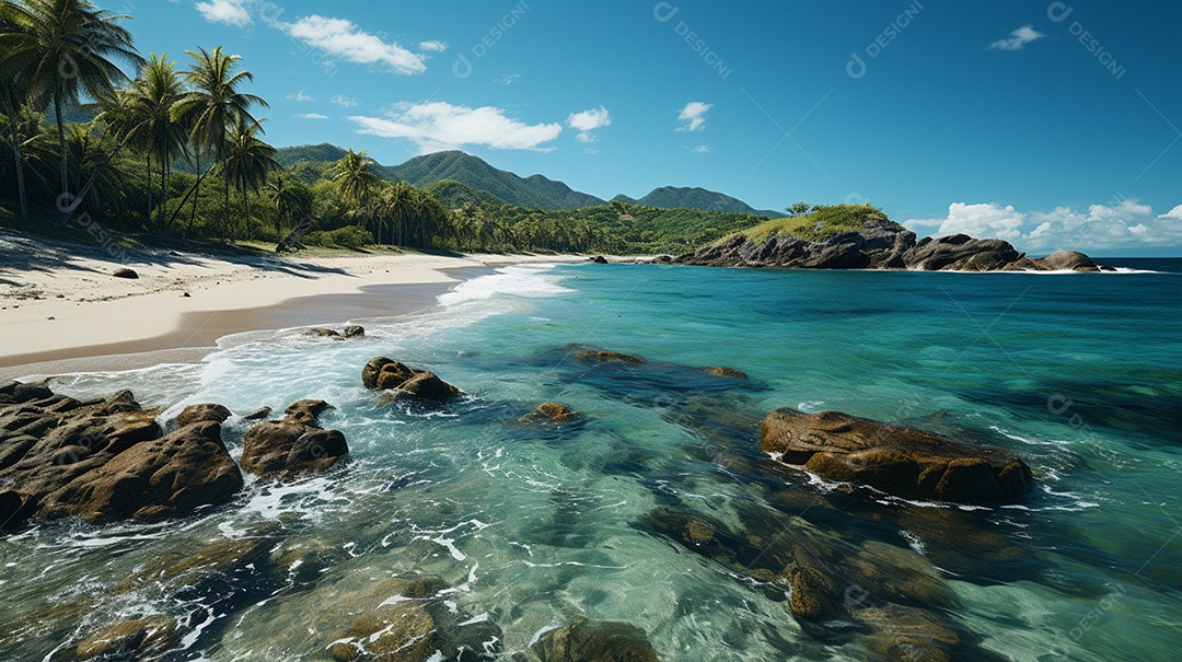 Uma cena costeira no Parque Nacional Tayrona