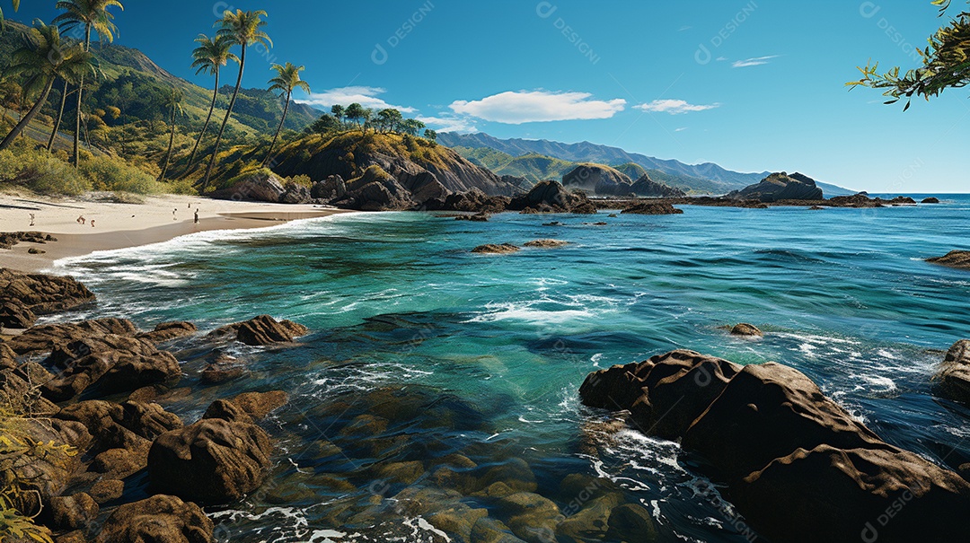 Uma cena costeira no Parque Nacional Tayrona
